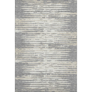 HomeRoots 5' X 8' Gray and Ivory Striped Area Rug - Washable, UV-Protected, Perfect for Busy Homes & Pets 670551