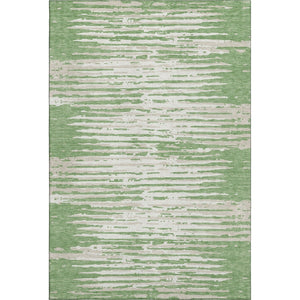 HomeRoots 5' X 8' Green And Ivory Striped Area Rug – Washable, UV-Protective, Durable & Ideal for High-Traffic Spaces 670557