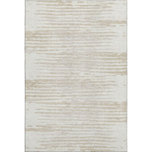 HomeRoots 10' X 14' Ivory and Beige Striped Washable Area Rug with UV Protection for High-Traffic Homes 670567