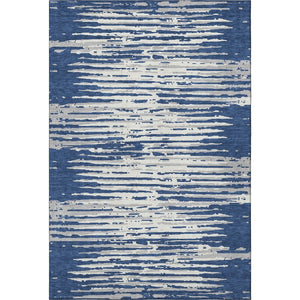 HomeRoots 9' X 12' Navy Blue & Ivory Striped Washable Area Rug with UV Protection - Durable & Stylish Décor! 670572