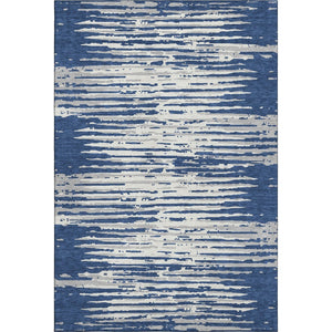HomeRoots 10' Navy Blue and Ivory Striped Area Rug - Washable, UV Protected, Durable for Indoor & Outdoor Use 670573