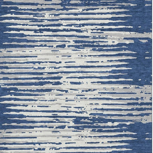 HomeRoots 10' Navy Blue and Ivory Striped Area Rug - Washable, UV Protected, Durable for Indoor & Outdoor Use 670573