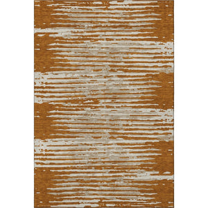 HomeRoots 9' X 12' Stylish Rust & Ivory Striped Washable Area Rug - Durable, Stain-Resistant, UV Protected! 670578