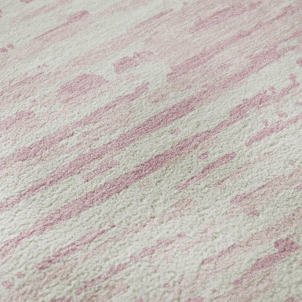HomeRoots 8' Pink And Ivory Striped Round Rug - Washable, UV Protected, Durable, Perfect for High-Traffic Areas! 670582