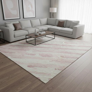 HomeRoots 8' Pink and Ivory Striped Washable Area Rug - UV Protected, Stain Resistant, Perfect for Any Space! 670583
