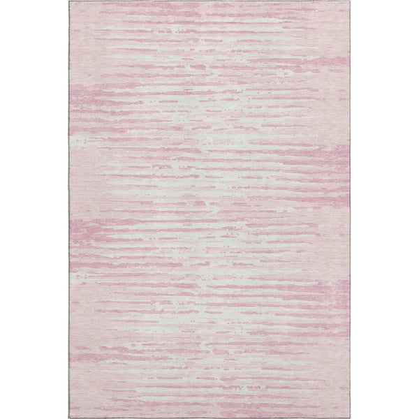 HomeRoots 8' Pink and Ivory Striped Washable Area Rug - UV Protected, Stain Resistant, Perfect for Any Space! 670583