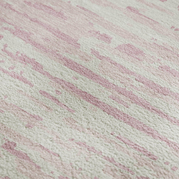 HomeRoots 8' Pink and Ivory Striped Washable Area Rug - UV Protected, Stain Resistant, Perfect for Any Space! 670583