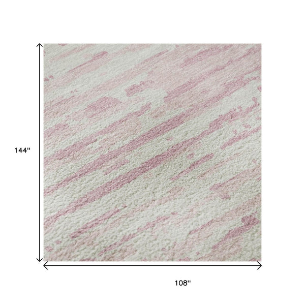 HomeRoots 9' Pink and Ivory Striped Washable Area Rug – UV Protected, Stain Resistant, Perfect for Family Spaces! 670584