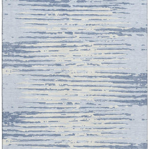 HomeRoots 5' x 8' Sky Blue & Ivory Striped Area Rug - Durable, Stain-Resistant, UV Protected for Indoor & Outdoor Use 670587