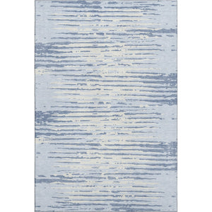 HomeRoots 10' Coastal-Inspired Sky Blue & Ivory Striped Area Rug - Washable, UV-Protected, Stain Resistant! 670591