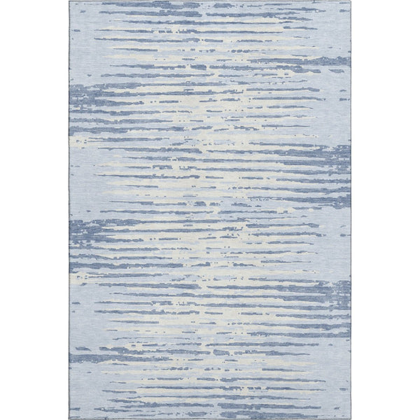 HomeRoots 10' Coastal-Inspired Sky Blue & Ivory Striped Area Rug - Washable, UV-Protected, Stain Resistant! 670591