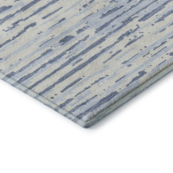 HomeRoots 10' Coastal-Inspired Sky Blue & Ivory Striped Area Rug - Washable, UV-Protected, Stain Resistant! 670591