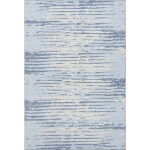 HomeRoots 10' Coastal-Inspired Sky Blue & Ivory Striped Area Rug - Washable, UV-Protected, Stain Resistant! 670591