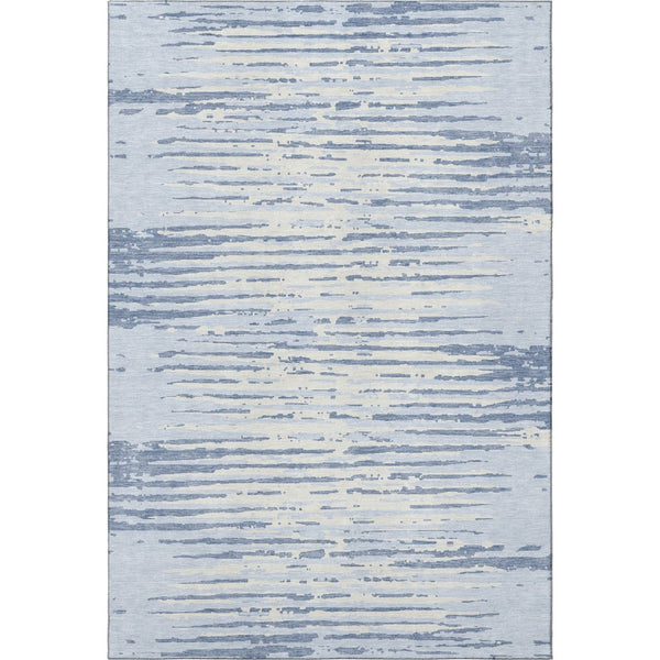 HomeRoots 10' Coastal-Inspired Sky Blue & Ivory Striped Area Rug - Washable, UV-Protected, Stain Resistant! 670591