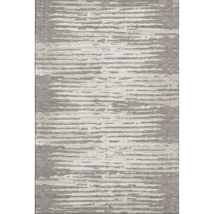 HomeRoots 5' X 8' Taupe And Ivory Striped Area Rug – Durable, Stain-Resistant, UV Protected for High-Traffic Use 670593