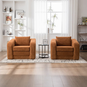 English Elm 40" Chenille Cloud Floor Chair Convertible Sleeper Sofa Lounge for Dorm Apartment Bedroom Orange W3118P388896