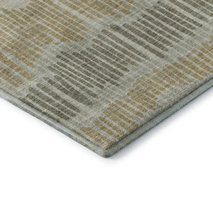 HomeRoots 8' Striped Round Rug in Beige, Gold & Gray – Washable, UV-Protected, Durable for Homes & Outdoors 670607