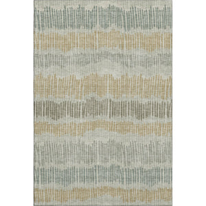 HomeRoots 9' X 12' Elegant Beige, Gold & Gray Striped Area Rug – Washable, UV Protected & Stain Resistant Design 670609
