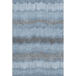 HomeRoots 9' X 12' Stylish Blue, Ivory & Gray Striped Washable Area Rug – Durable, UV-Protected & Easy-Clean! 670615
