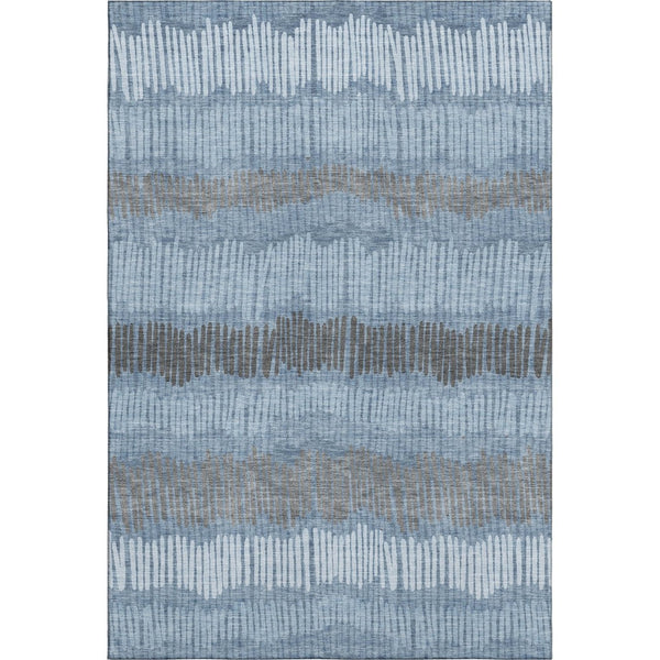 HomeRoots 9' X 12' Stylish Blue, Ivory & Gray Striped Washable Area Rug – Durable, UV-Protected & Easy-Clean! 670615