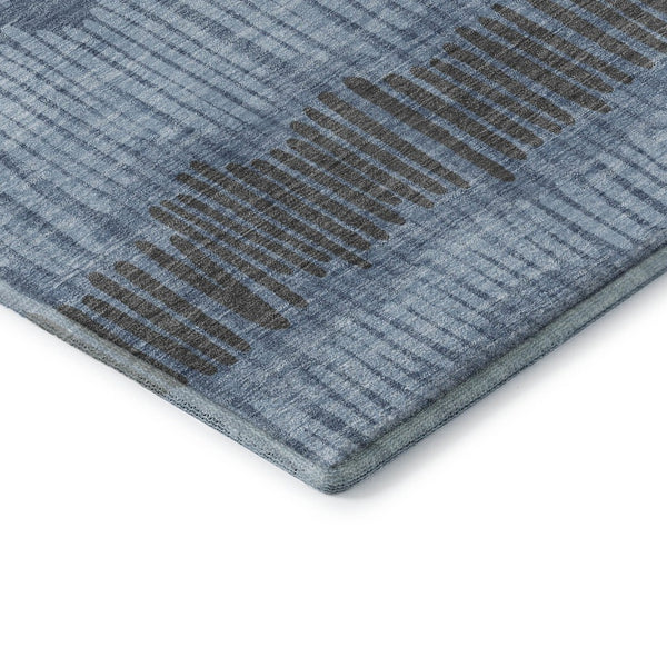 HomeRoots 9' X 12' Stylish Blue, Ivory & Gray Striped Washable Area Rug – Durable, UV-Protected & Easy-Clean! 670615