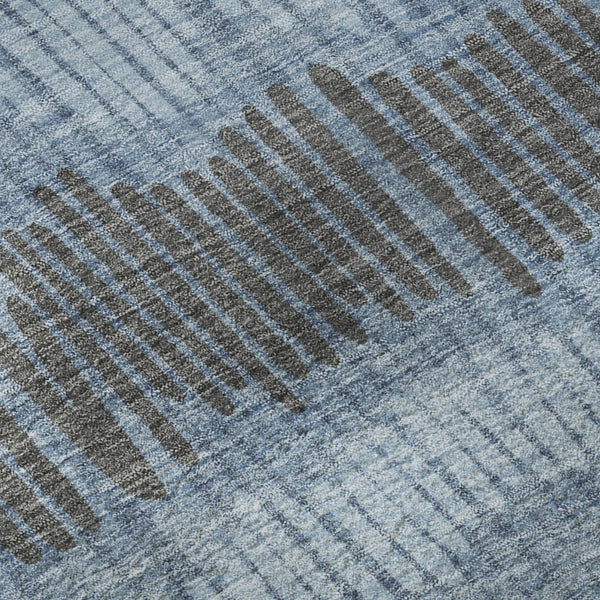 HomeRoots 9' X 12' Stylish Blue, Ivory & Gray Striped Washable Area Rug – Durable, UV-Protected & Easy-Clean! 670615