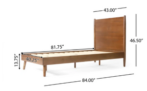 English Elm Cohron Solid Acacia Platform Bed Mid Century Splayed Legs Natural Hand Painted 67062.00MEDBRN-TXL-H_67062.00MEDBRN-TXL-P