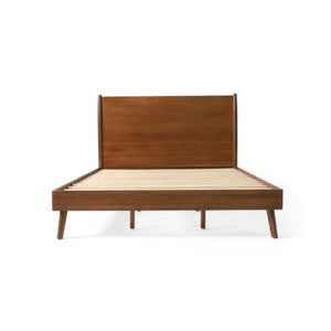 English Elm Cohron Solid Acacia Twin Platform Bed with Splayed Legs and Mid-century Modern Style 67062.00MEDBRN-K-FULL BED