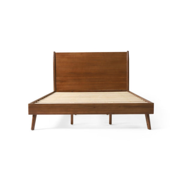 English Elm Cohron Solid Acacia Twin Platform Bed with Splayed Legs and Mid-century Modern Style 67062.00MEDBRN-K-FULL BED