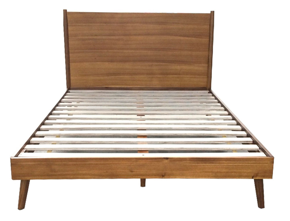 English Elm Cohron Solid Acacia Twin Platform Bed with Splayed Legs and Mid-century Modern Style 67062.00MEDBRN-Q-FULL BED