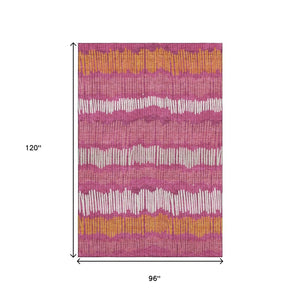 HomeRoots 8' X 10' Blush Orange and Ivory Striped Area Rug - Durable, Washable, UV-Protected for Everyday Elegance 670620