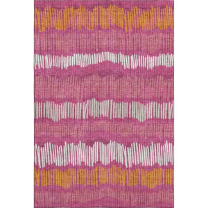 HomeRoots 10' X 14' Blush Orange & Ivory Striped Area Rug - Washable, UV-Protected, Durable for Busy Homes 670622