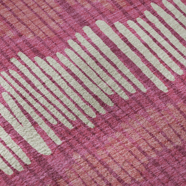 HomeRoots 10' X 14' Blush Orange & Ivory Striped Area Rug - Washable, UV-Protected, Durable for Busy Homes 670622