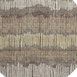 HomeRoots 8' Stylish Round Rug in Brown, Cream & Ivory Stripes - Washable, UV-Protected & Durable Design 670625