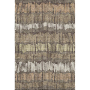 HomeRoots 9' X 12' Striped Area Rug - Durable, Washable, UV-Protected in Brown, Cream & Ivory for Any Room 670627