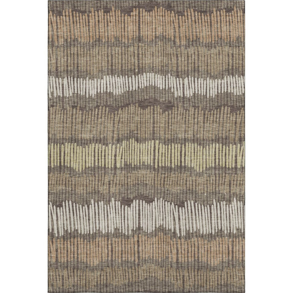 HomeRoots 9' X 12' Striped Area Rug - Durable, Washable, UV-Protected in Brown, Cream & Ivory for Any Room 670627