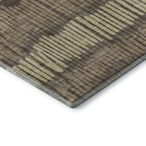 HomeRoots 9' X 12' Striped Area Rug - Durable, Washable, UV-Protected in Brown, Cream & Ivory for Any Room 670627