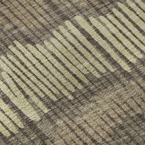 HomeRoots 9' X 12' Striped Area Rug - Durable, Washable, UV-Protected in Brown, Cream & Ivory for Any Room 670627