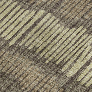 HomeRoots 9' X 12' Striped Area Rug - Durable, Washable, UV-Protected in Brown, Cream & Ivory for Any Room 670627