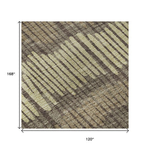 HomeRoots 10' X 14' Stylish Washable Area Rug in Brown, Cream & Ivory - Durable, UV Protected for High-Traffic Use 670628