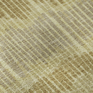 HomeRoots 8' Washable Round Rug in Warm Gold, Beige & Rust Stripes – Stain Resistant, UV Protected, Non-Slip 670637