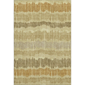 HomeRoots 9' X 12' Striped Washable Area Rug in Gold, Beige, and Rust - Stain-Resistant & UV Protected Design 670639