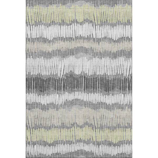 HomeRoots 5' X 8' Striped Area Rug in Gray, Ivory & Beige - Washable, UV Protected, Stain Resistant for Homes 670642