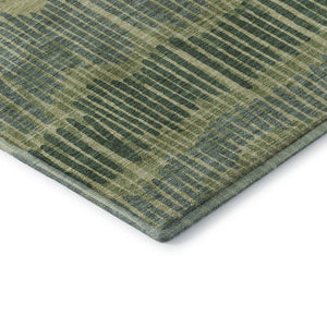 HomeRoots 8' Washable Round Rug in Green, Ivory & Taupe Stripes – Durable, UV Protected, Perfect for Homes! 670649