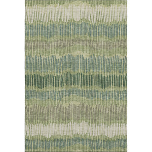 HomeRoots 10' Green Ivory Taupe Striped Washable Area Rug - UV Protected, Stain Resistant for Active Homes 670652