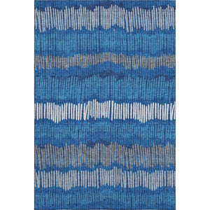 HomeRoots 5' X 8' Navy Blue, Ivory & Gray Striped Washable Area Rug - Durable, Stylish, Perfect for All Spaces! 670654