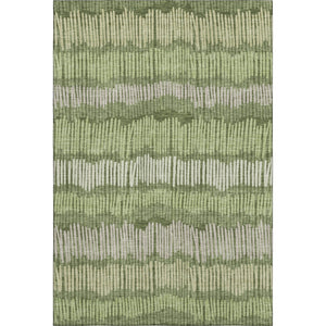 HomeRoots 8' X 10' Olive Green, Beige & Taupe Striped Area Rug - Durable, Stain-Resistant, UV Protection! 670662