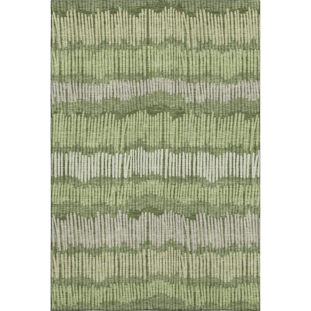 HomeRoots 10' Striped Washable Area Rug in Olive Green, Beige & Taupe – UV Protected, Stain Resistant, Durable Design 670664