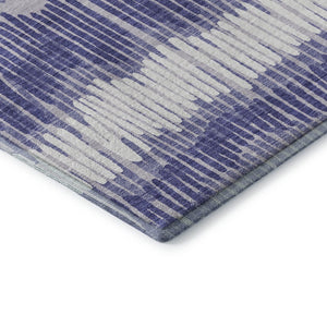 HomeRoots 8' Striped Round Rug in Purple, Ivory & Gray – Washable, UV Protected, Perfect for High Traffic Areas! 670667