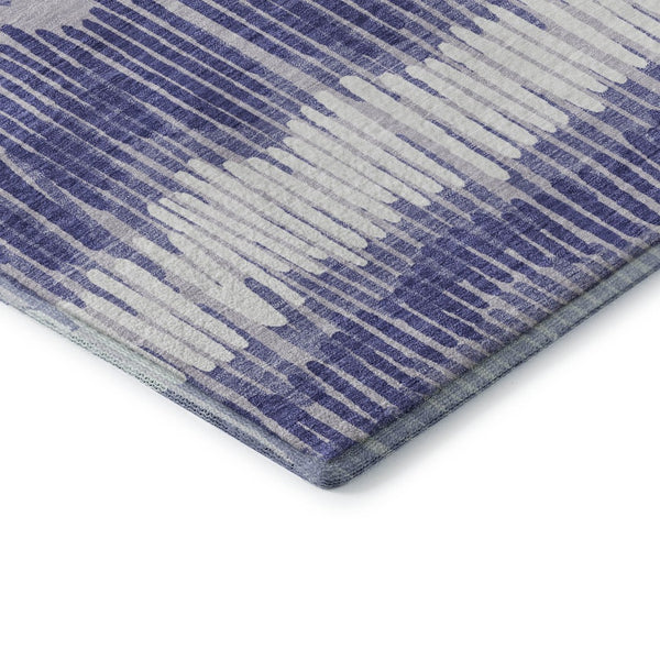 HomeRoots 8' Striped Round Rug in Purple, Ivory & Gray – Washable, UV Protected, Perfect for High Traffic Areas! 670667